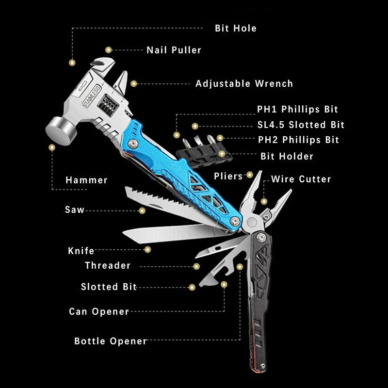 Multitool Hammer with Storage Bag