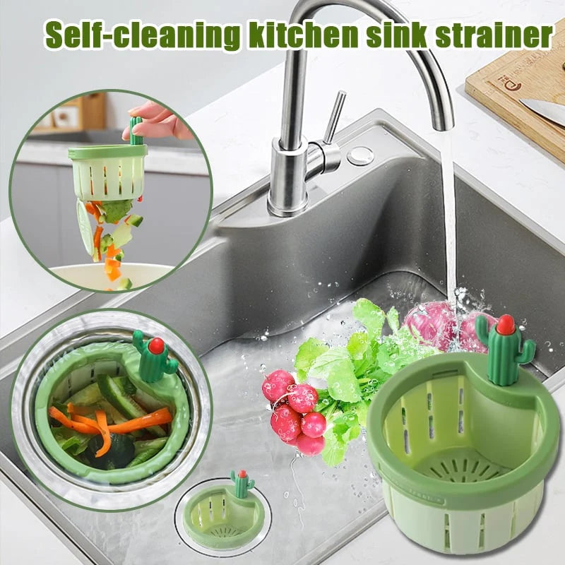Push-Clean Kitchen Sink Strainer